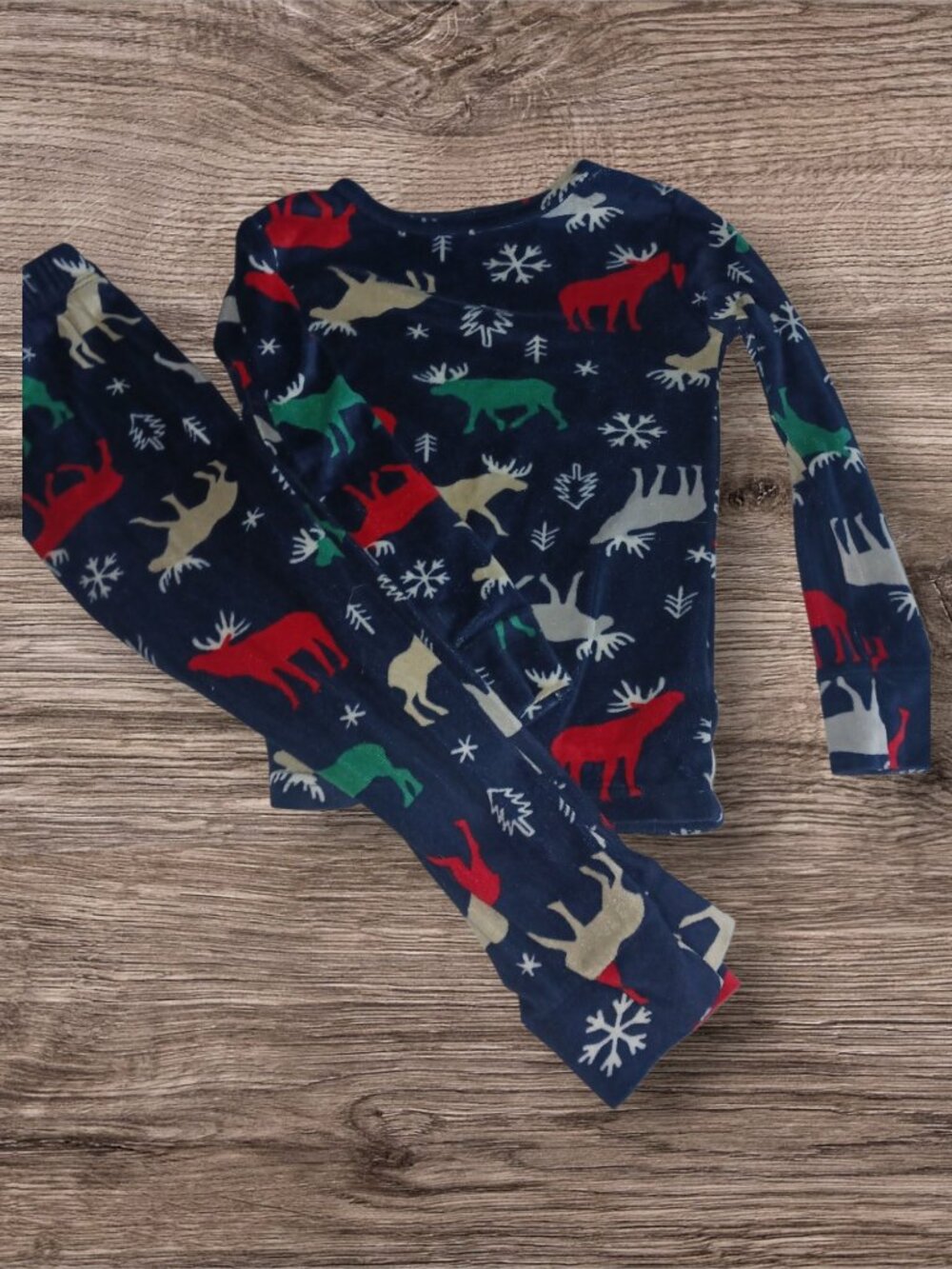 Cat & Jack 4T Holiday Moose Pajama Set Navy Christmas Sleepwear